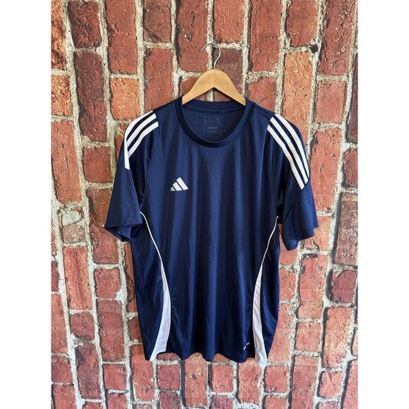 Adidas Womens Blue Athletic Short Sleeve Shirt Slim Fit Size Large - Picture 1 of 3